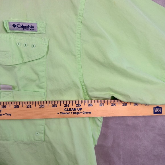 Columbia PFG Mens XXL Lime Green Short Sleeve Button Down Fishing Shirt Vented - Picture 5 of 7